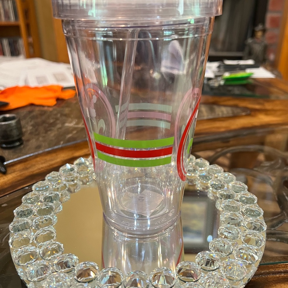 Clear Holiday Tumbler with Straw. NWT - Picture 2 of 4